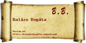 Balázs Bogáta névjegykártya